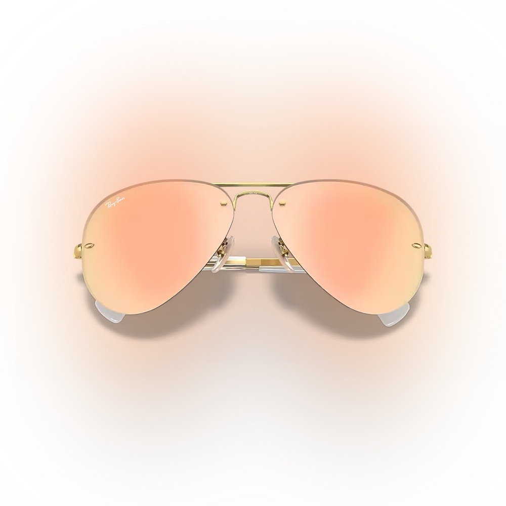 Rayban Mirrored Semi-Rimless Aviator Sunglasses.  Rose Gold.